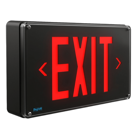 Black Fortezza Exit with red letters